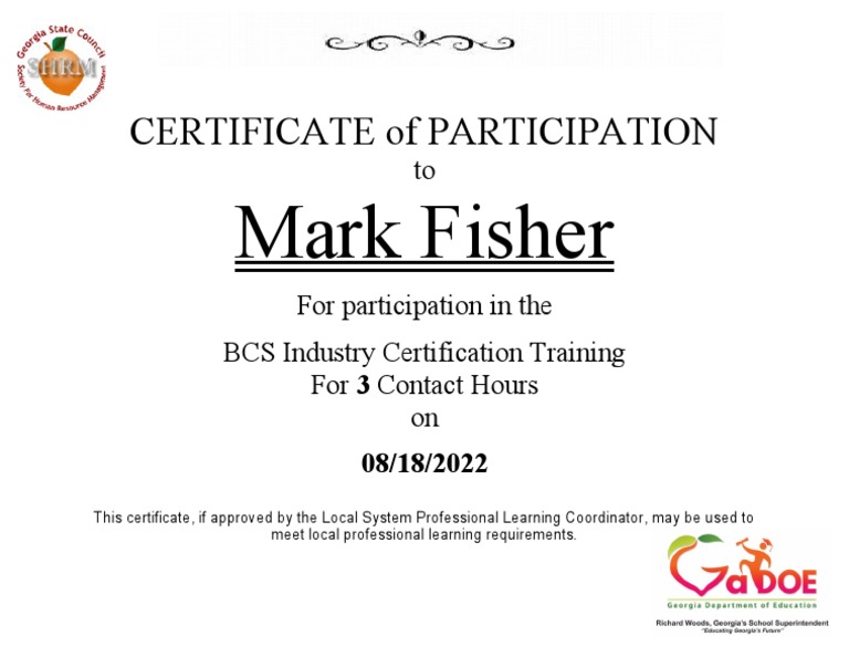 Opsoc Course Participation Certificate | PDF | Business