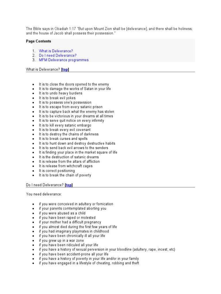 DELIVERANCE DEFINITION MEANING intelligence overview