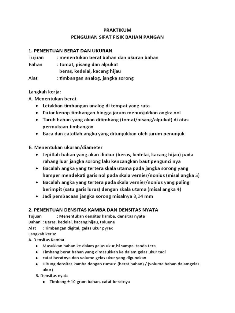 Pengujian Sifat Fisik Bahan Pangan | PDF