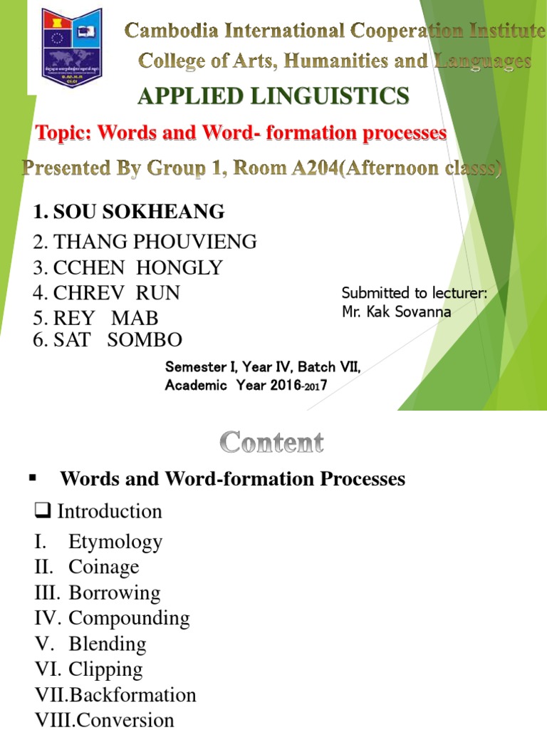 Word formation pdf linguistics word
