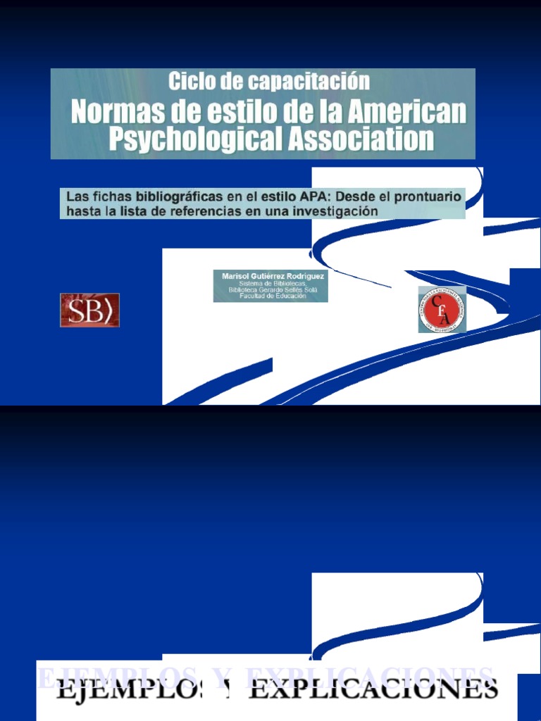 Las Fichas Bibliográficas en El Estilo APA 2019 Ejemplos PDF Puerto