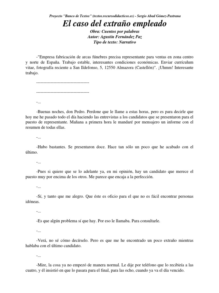 El Caso Del Extraño Empleado PDF