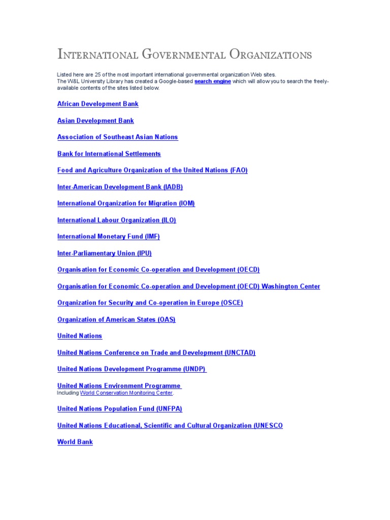 International Governmental Organizations | PDF