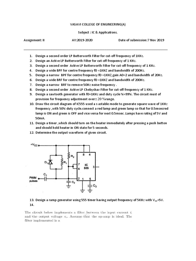 IC Filter Design Assignments 2019-20 | PDF | Bandwidth (Signal ...