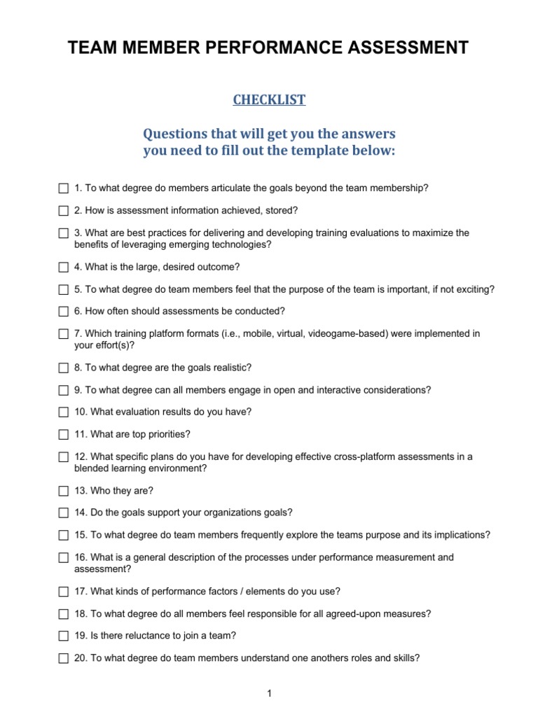 3.9 Team Member Performance Assessment | PDF | Evaluation | Communication