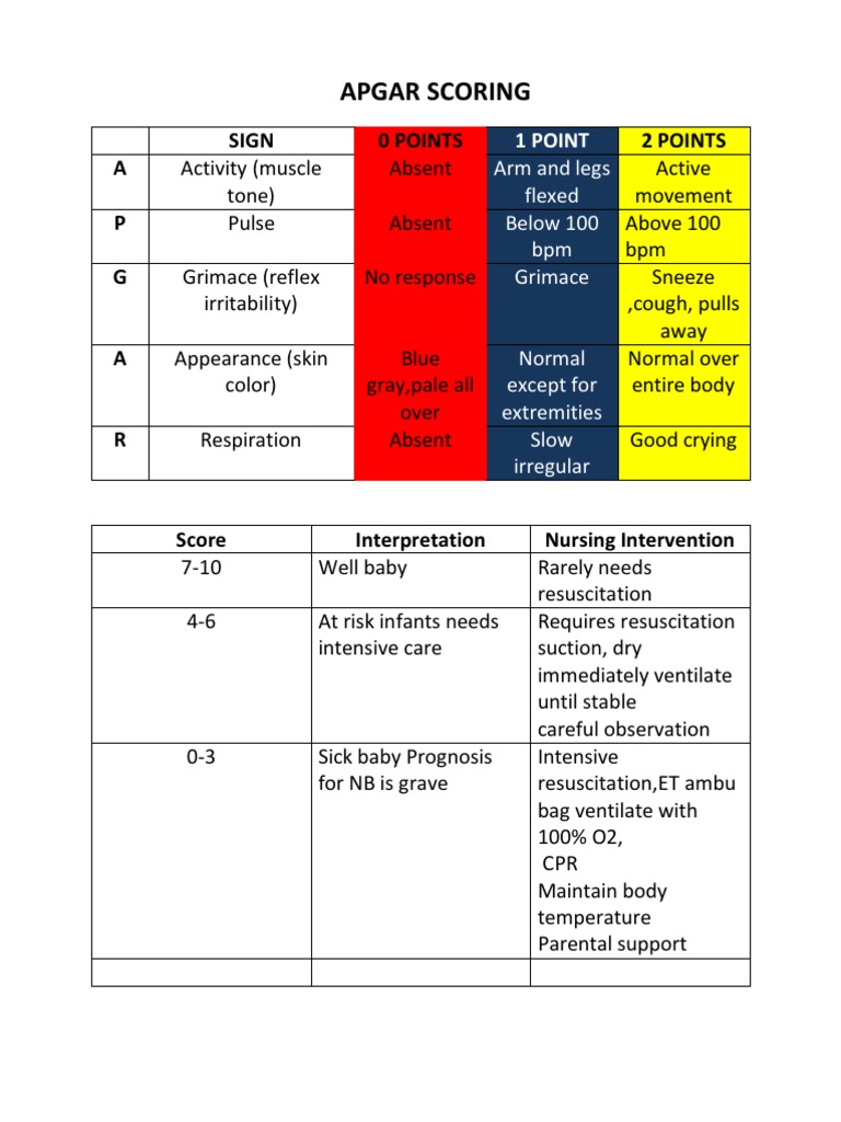 APGAR Score Interpretation Guide | PDF