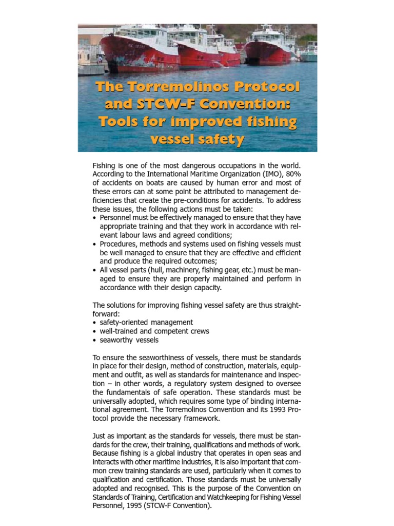 Fishing Vessel Safety Brochure International Labour Organization Treaty