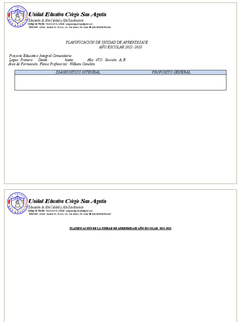 2022 - 2023 1er Lapso - 4TO AÑO - W.C | PDF | Evaluación | Modificación ...