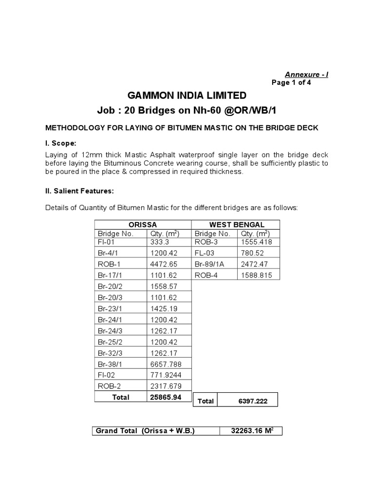 Methodology For Bitumen Mastic PDF Asphalt Building Engineering