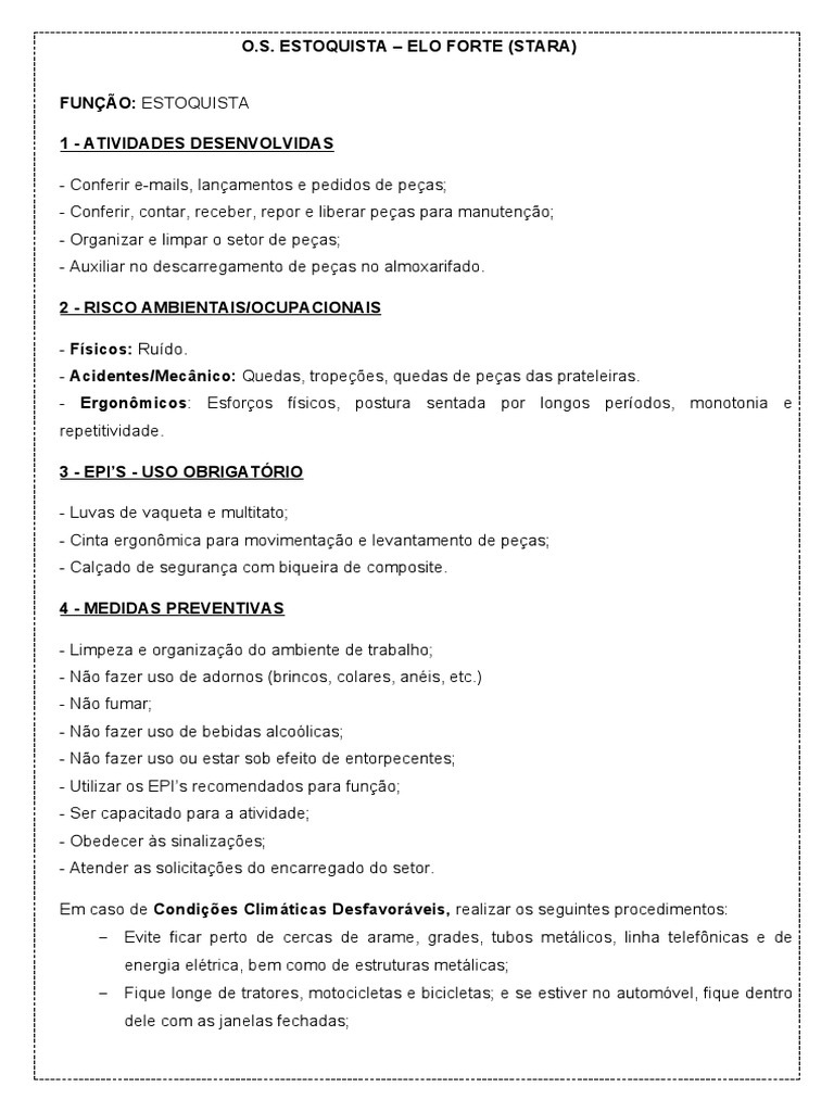 Atividades e Segurança do Estoquista | PDF | Eletricidade
