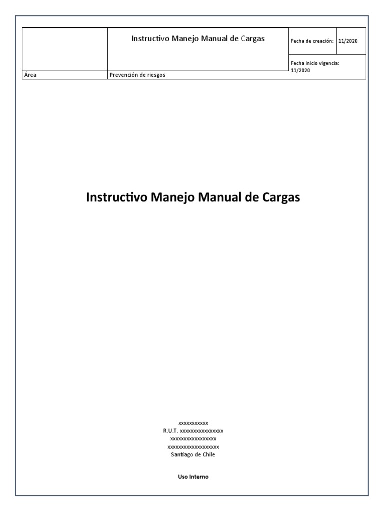 Instructivo para Manejo Seguro de Cargas | PDF | Máquina elevadora ...