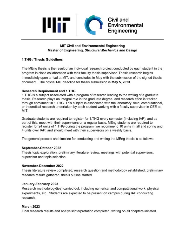MIT MEng Thesis Guidelines 2022-2023 | PDF | Thesis | Massachusetts ...