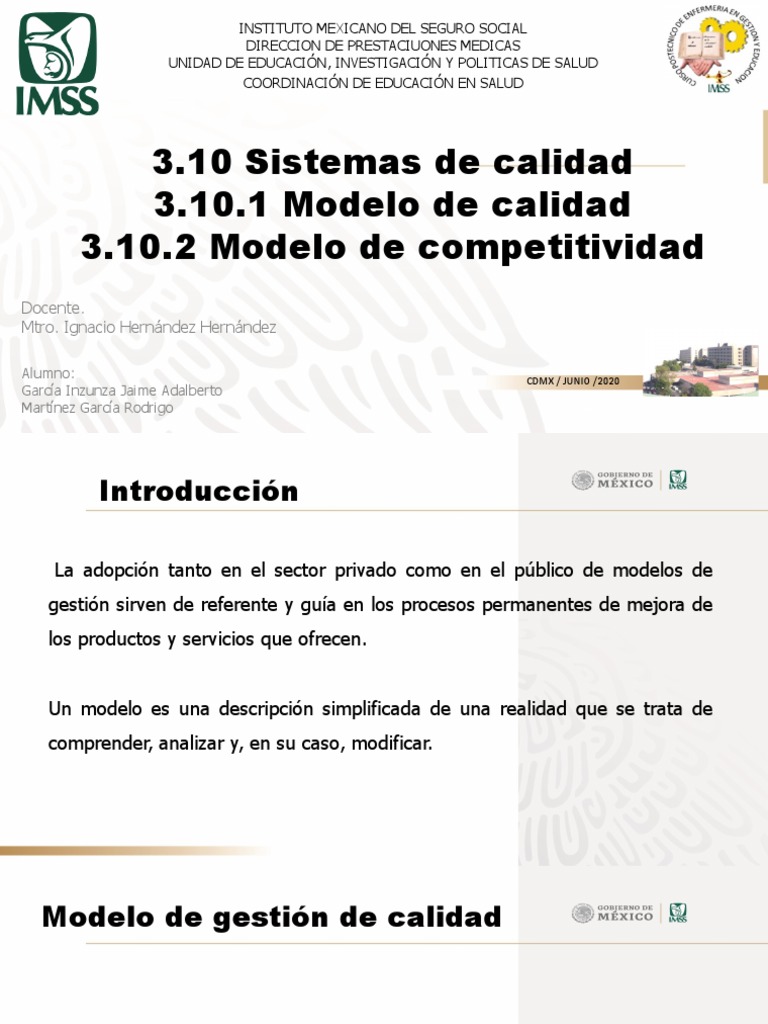 Modelos de Calidad y Competitividad IMSS | PDF | Planificación ...
