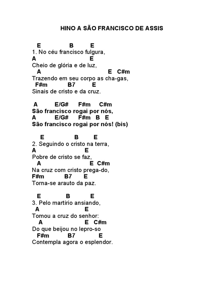 Hino A São Francisco de Assis | PDF