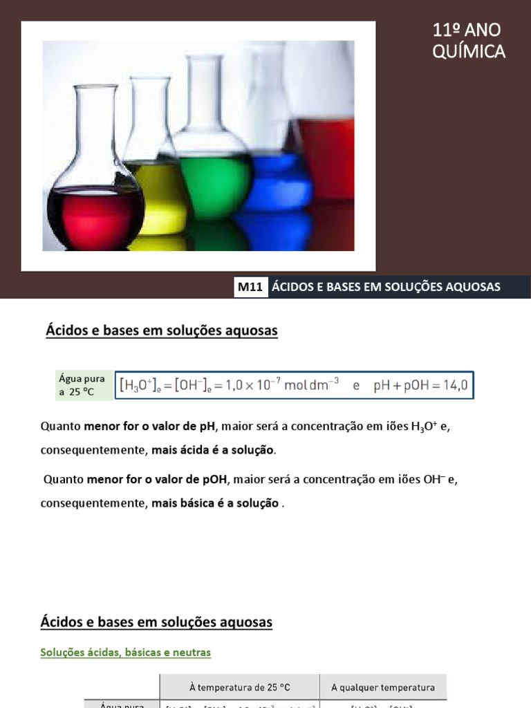 M11 - Ácidos e Bases em Soluções Aquosas | PDF | Ph | Ácido