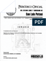 Reglamento para La Integracion y Funcionamiento de Los Comites Rurales de Agua y Saneamiento en Las Comunidades Del Municipio de San Luis Potosi