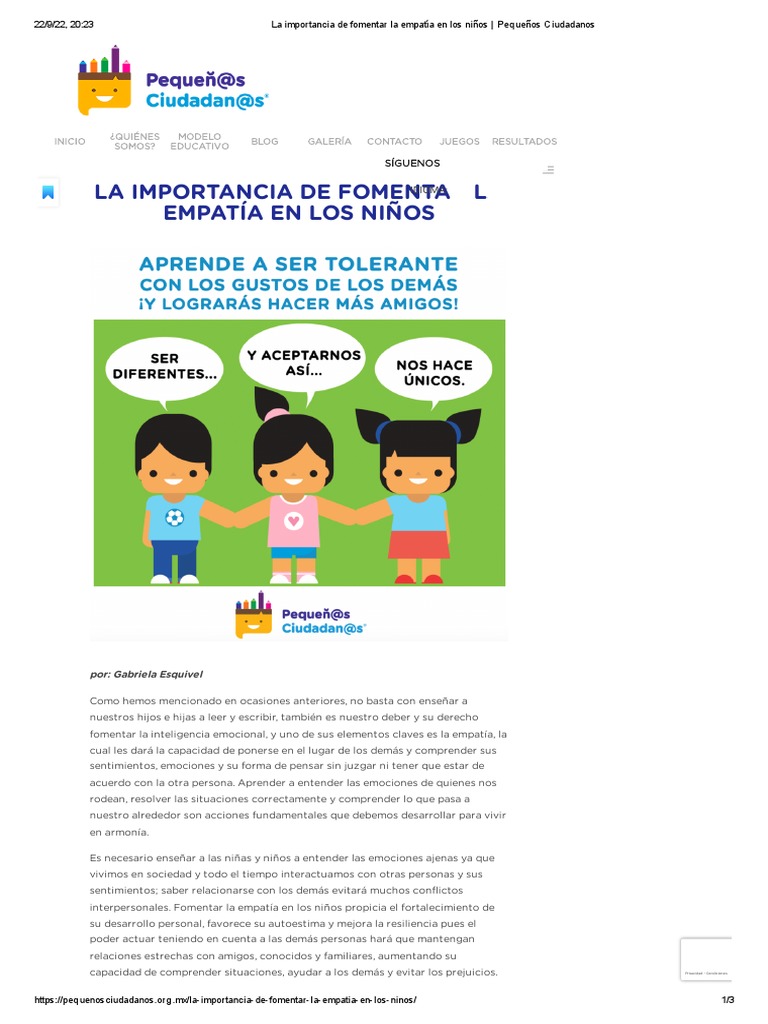 Fomentar la empatía en los niños | PDF | Empatía | Las emociones