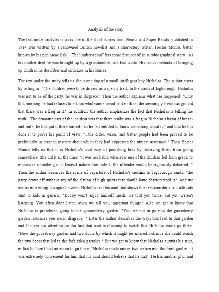 Analysis Lumber Room PDF