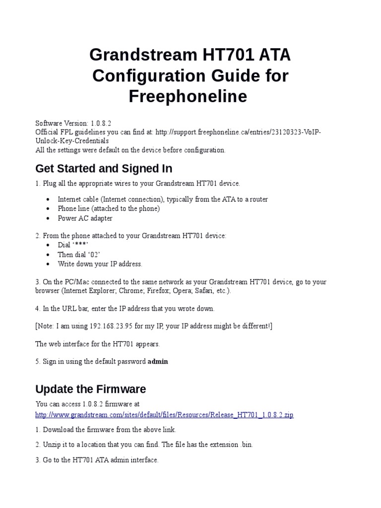 Grandstream HT701 Configuration Guide | PDF | Session Initiation ...