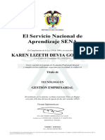 El Servicio Nacional de Aprendizaje SENA: Karen Lizeth Devia Gonzalez