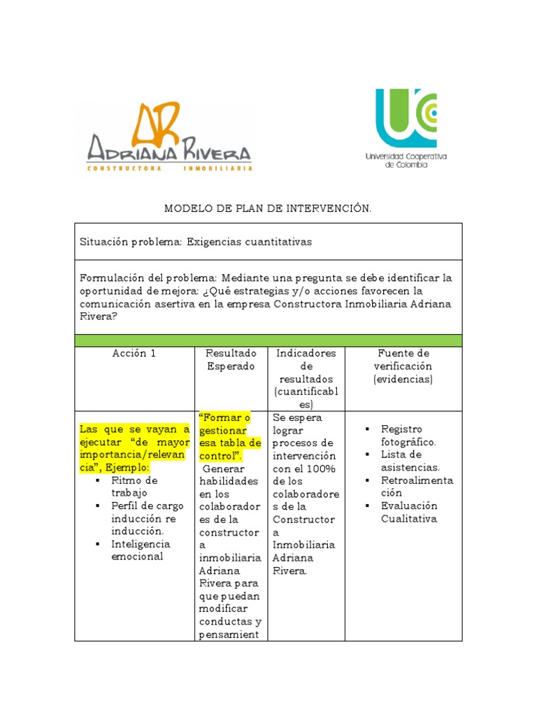 Modelo de Plan de Intervención | PDF | Evaluación | Inteligencia