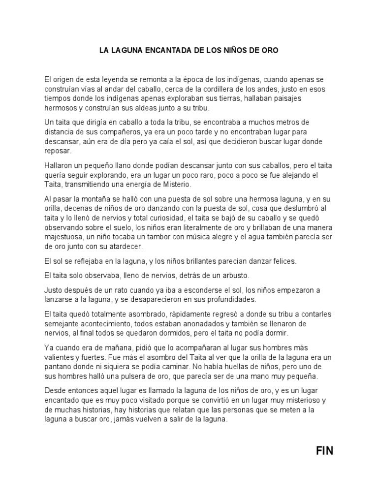 Leyenda de La Laguna Encantada de Los Niños de Oro. | Descargar gratis ...