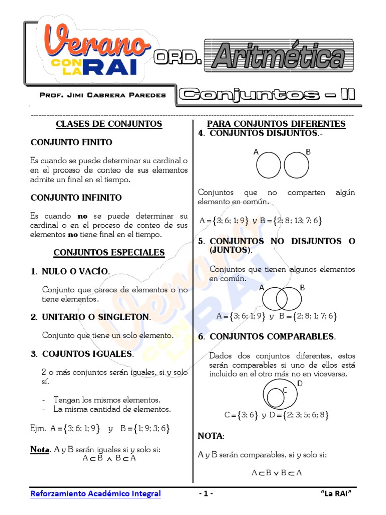 Clases y Ejercicios de Conjuntos | PDF | Conjunto (Matemáticas ...