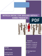 Analisis Critico Noticia Social Sobre El Prejuicio