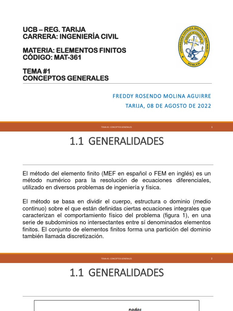 Tema 1 - Generalidades Del MEF | PDF | Método de elementos finitos ...