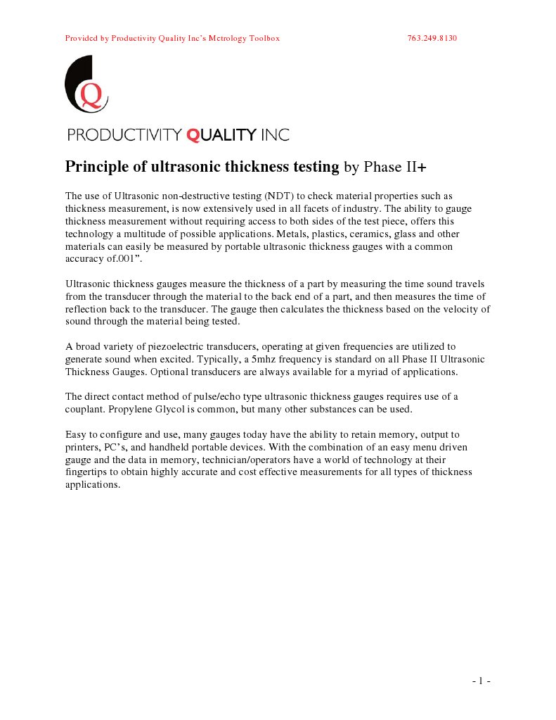 Ultrasonic Thickness Measurement Principles | PDF