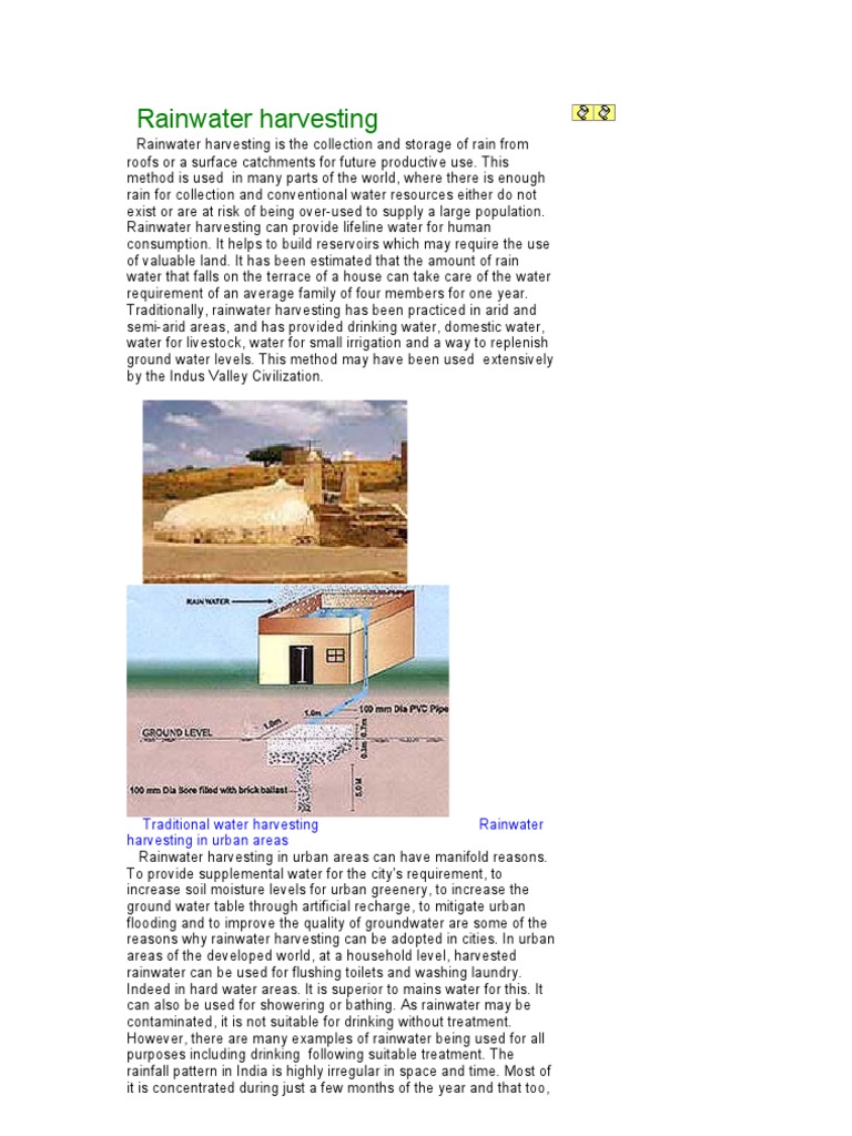 Traditional Rainwater Harvesting in India | PDF | Water Resources ...