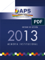 Informe Gestión-2013 Memoria Institucional, Autoridad de Fiscalización y Control de Pensiones y Seguros