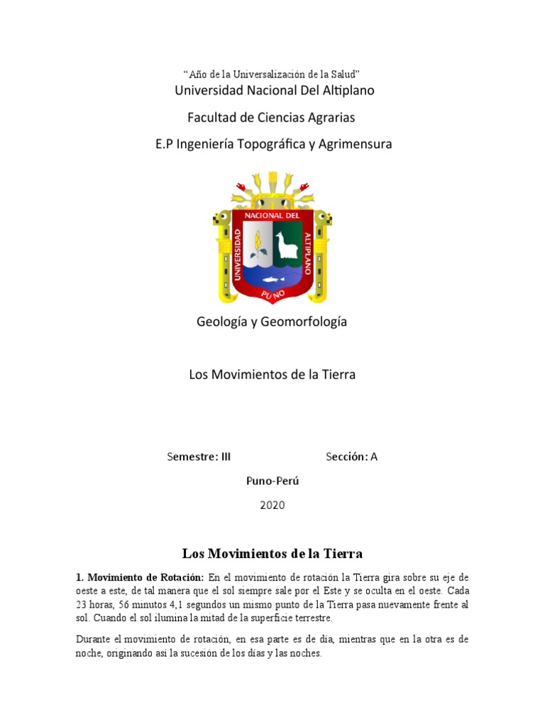 Movimientos de la Tierra: Tipos y Efectos | PDF | Tierra | Luna