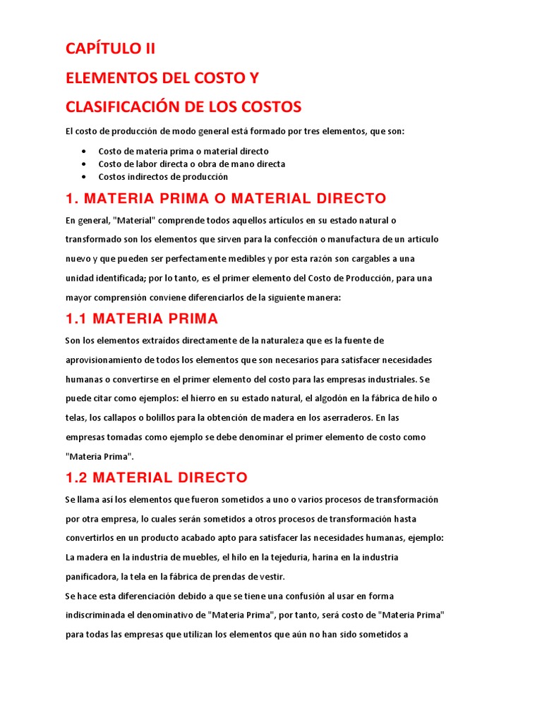 Clasificación y Elementos del Costo | PDF | Costo | Contabilidad