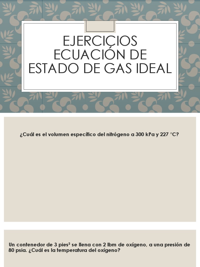Ejercicios Ecuación de Estado de Gas Ideal | PDF