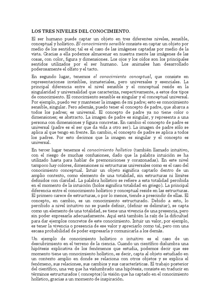 Los Tres Niveles Del Conocimiento Empirismo Conocimiento