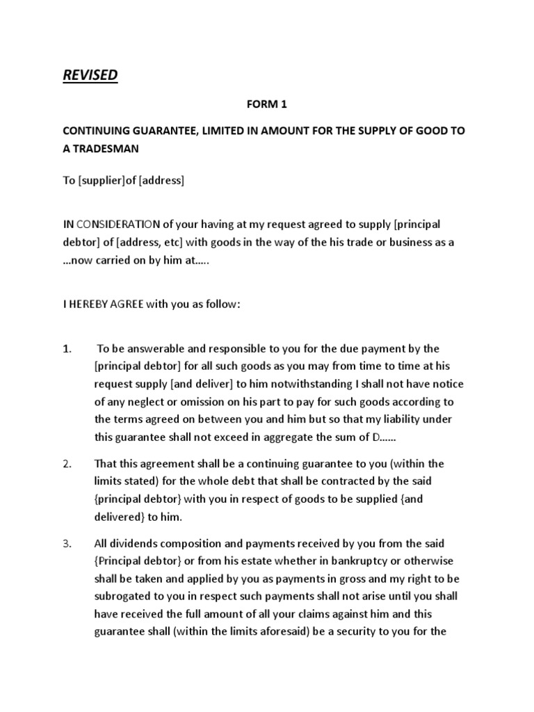 Guarantees and Indemnities Forms 3 PDF Guarantee Indemnity