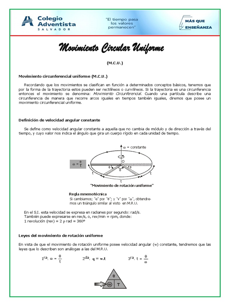 Movimiento Circular Uniforme | PDF | Velocidad | Rotación