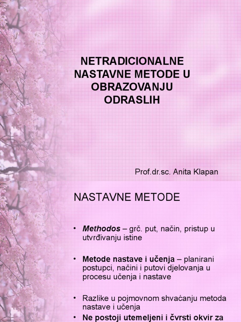 Netradicionalne Nastavne Metode U Obrazovanju Odraslih | PDF