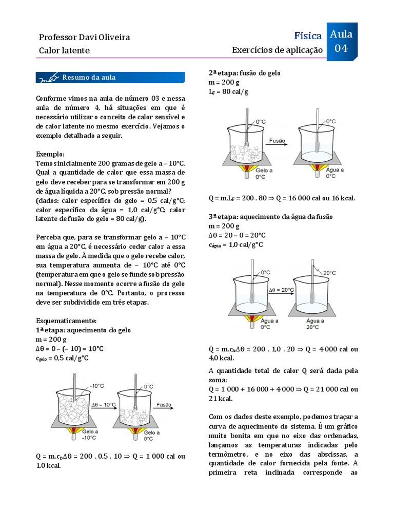Exercícios sobre Calor Latente | PDF | Calor | Caloria