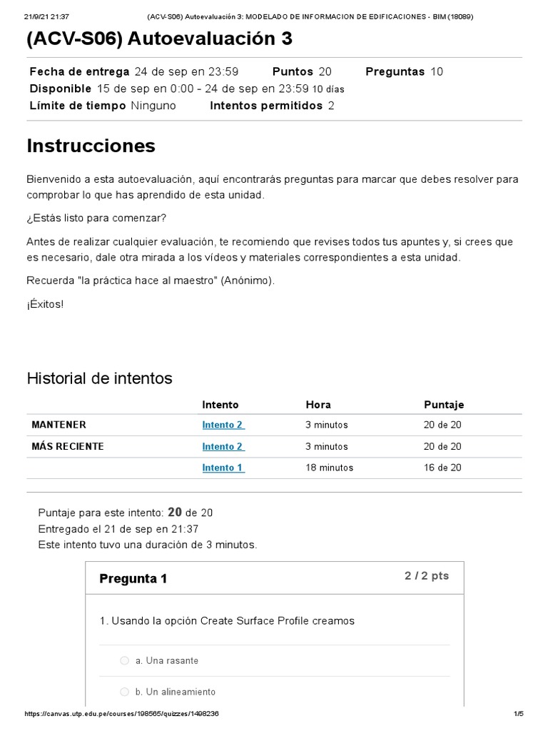 (ACV-S06) Autoevaluación 3 - MODELADO DE INFORMACION DE EDIFICACIONES ...