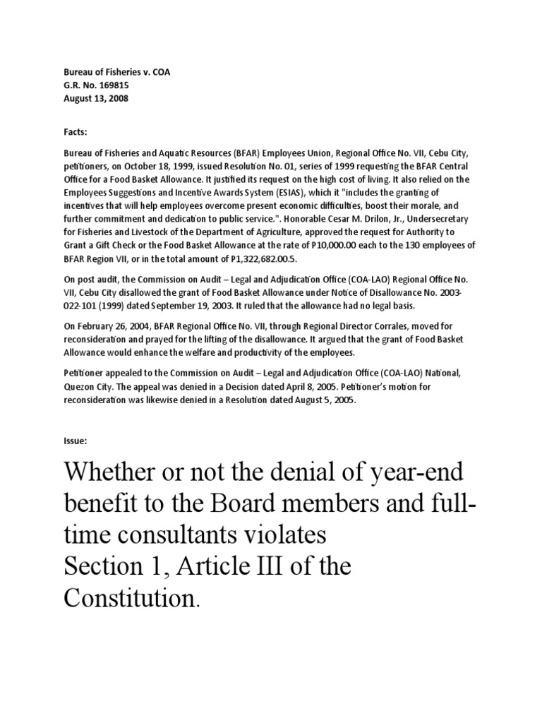 Whether or not the denial of year end benefit to the board members and