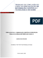 CIÊNCIA EM FOCO - Comunicação Científica e Percepção Pública Da Ciência em Tempos de Covid 19