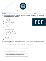 Ejercicios de Reforzamiento Álgebra