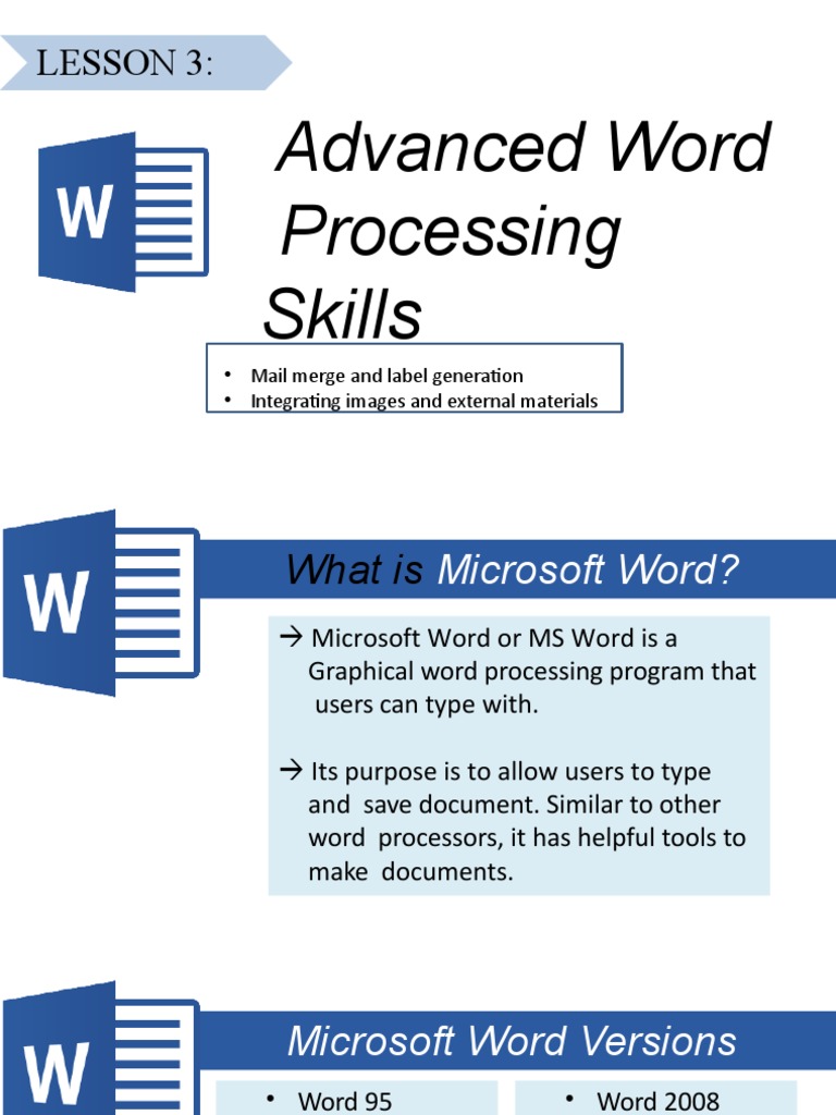 Advanced Word Processing Skills | PDF | Microsoft Word | Software