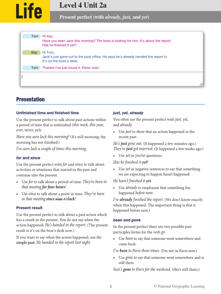 Level 4 GW 02apresent Perfect | PDF
