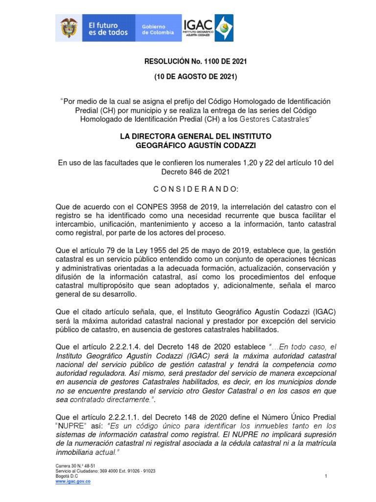 Resolucion 1100 De 2021 Asignacion Codigo Homologado Y Entrega A