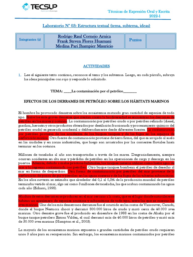 Estructura de la Contaminación por Petróleo | PDF | Petróleo ...