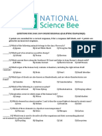 2018 2019 National Science Bee Online Regional Qualifying Exam