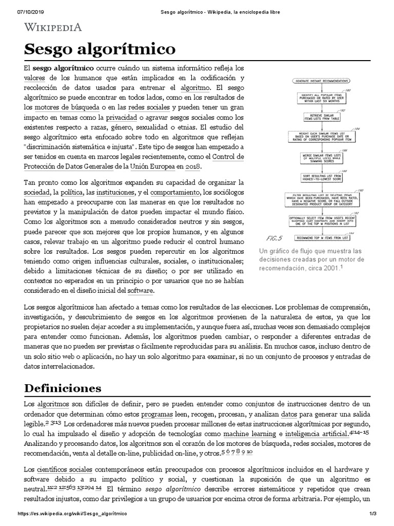 Sesgo Algorítmico - Wikipedia, La Enciclopedia Libre | PDF ...